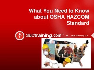 What You Need to Know
about OSHA HAZCOM
Standard

 