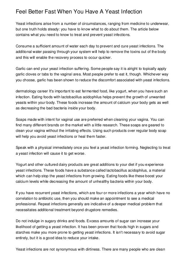 Feel Better Fast When You Have A Yeast Infection