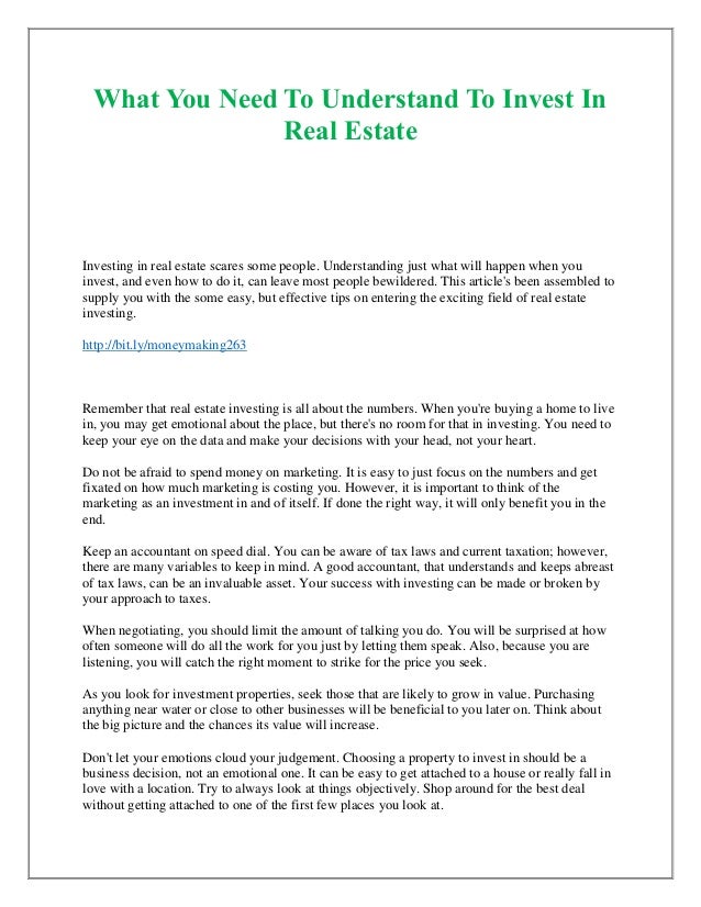 Lets Talk About Real Estate For Moment >> What You Need To Understand To Invest In Real Estate Lets Talk About Real Estate For Moment >> What You Need To Understand To Invest In Real Estate