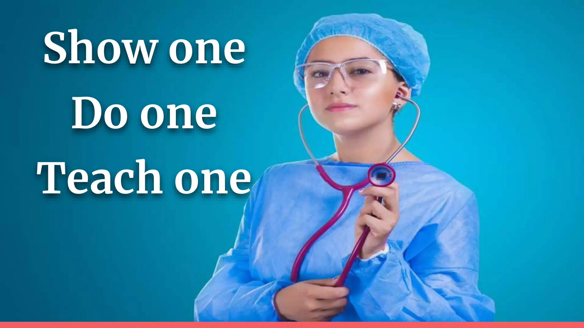 Show one
Do one
Teach one
 