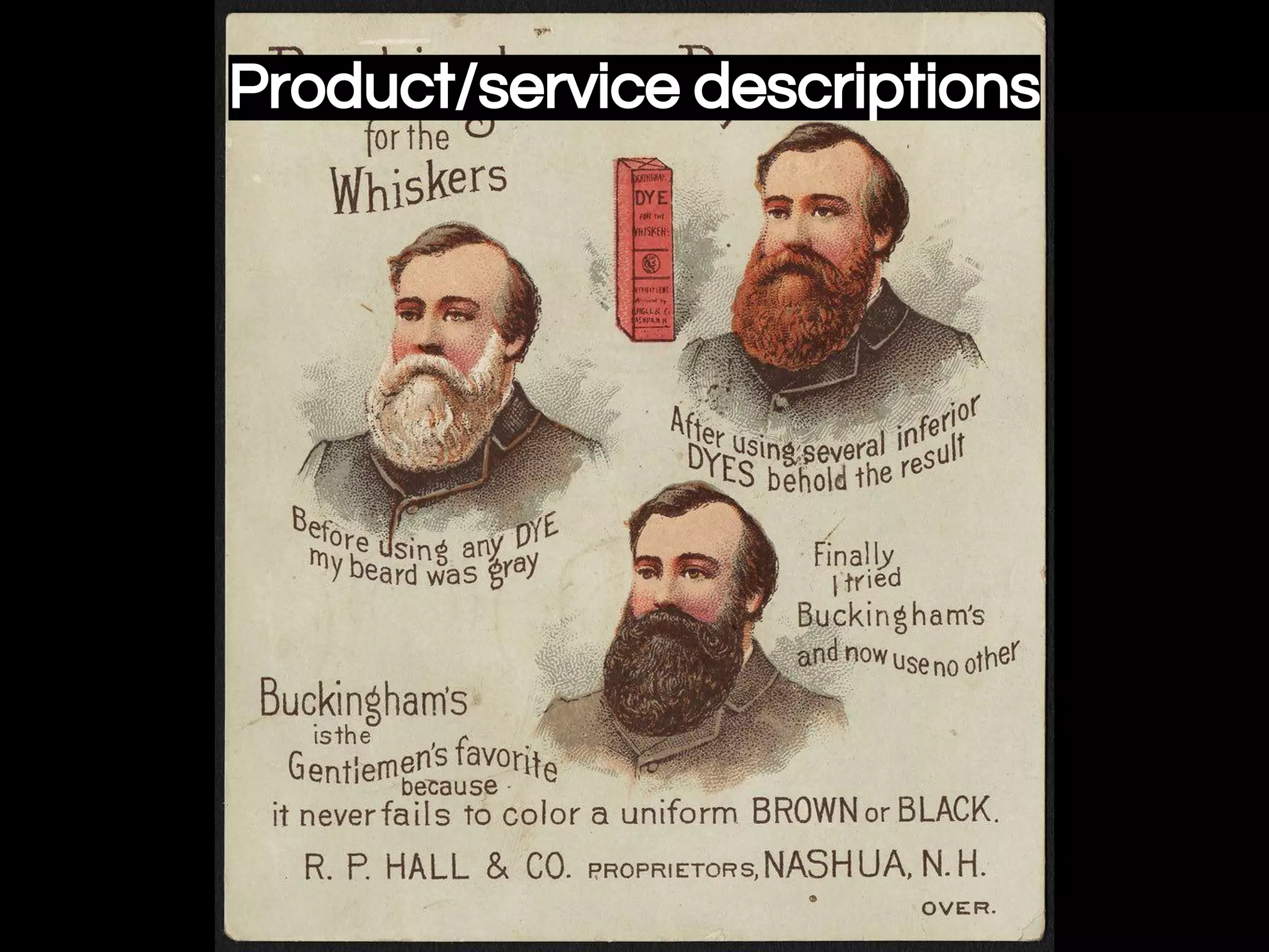 Product/service descriptions
 