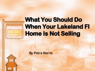 What You Should Do
When Your Lakeland Fl
Home Is Not Selling


 By Petra Norris
 