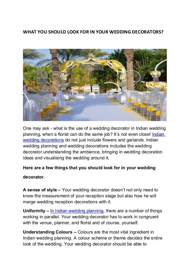 What You Should Look For In Your Wedding Decorators