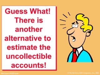 © The McGraw-Hill Companies, Inc., 2002McGraw-Hill/Irwin
Guess What!
There is
another
alternative to
estimate the
uncollectible
accounts!
Guess What!
There is
another
alternative to
estimate the
uncollectible
accounts!
 