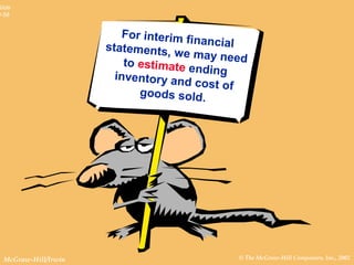 © The McGraw-Hill Companies, Inc., 2002McGraw-Hill/Irwin
Slide
8-58
For interim financialstatements, we may needto estimate endinginventory and cost of
goods sold.
 