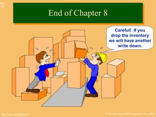 © The McGraw-Hill Companies, Inc., 2002McGraw-Hill/Irwin
Slide
8-64
Careful! If you
drop the inventory
we will have another
write down.
End of Chapter 8End of Chapter 8
 