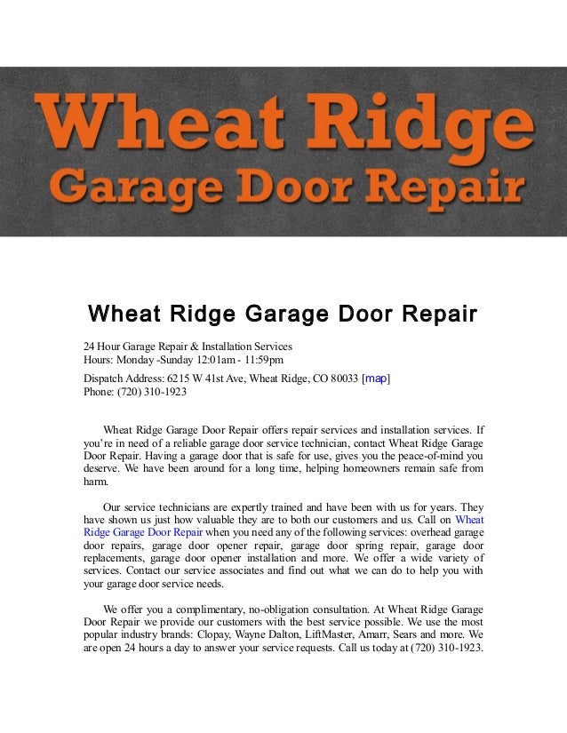 Wheat Ridge Garage Door Repair