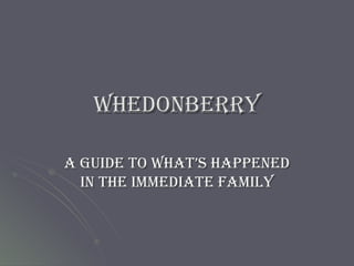 Whedonberry A Guide to what’s happened in the immediate family 