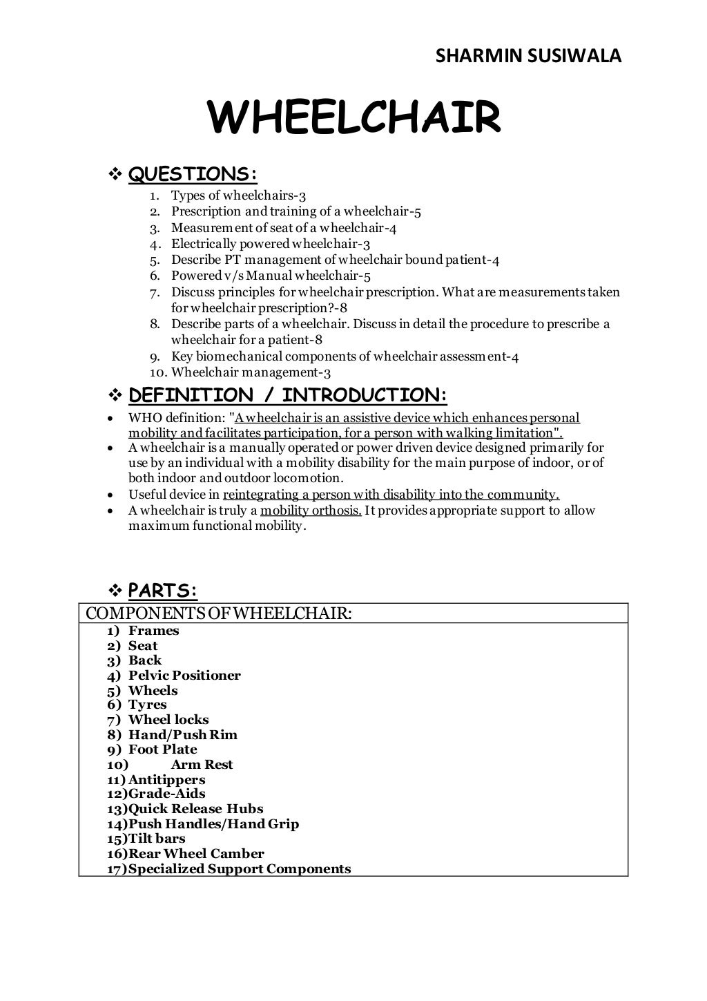 Wheelchair Prescription