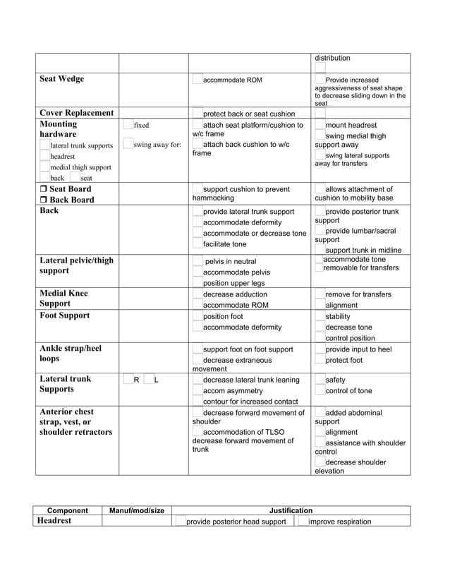 Wheel chair assessment Form PDF
