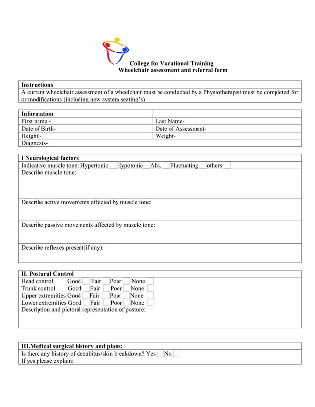 Wheel chair assessment Form PDF