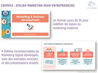 WHEELDOGS CONSULTING
EXEMPLE : ATELIER MARKETING POUR ENTREPRENEURS
Un format cours de 3h pour
redéfinir les bases du
marketing moderne
4 thèmes incontournables du
Marketing Digital développés
avec des exemples concrets
et des présentations d’outils
© wheeldogs consulting – aout 2017
 