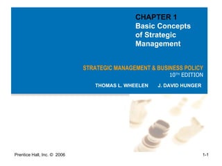 STRATEGIC MANAGEMENT & BUSINESS POLICY 10 TH  EDITION THOMAS L. WHEELEN  J. DAVID HUNGER CHAPTER 1  Basic Concepts  of Strategic  Management 