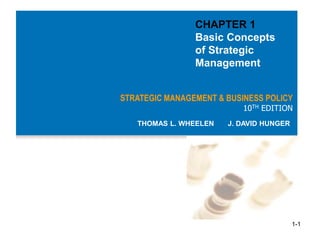 1-1
STRATEGIC MANAGEMENT & BUSINESS POLICY
10TH EDITION
THOMAS L. WHEELEN J. DAVID HUNGER
CHAPTER 1
Basic Concepts
of Strategic
Management
 