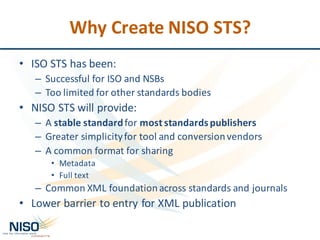 Wheeler NISO STS: An XML Standard for Standards | PPT