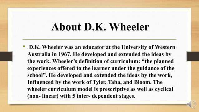 Wheeler Model Of Curriculum Development PPT