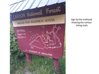 Sign by the trailhead  showing the various  hiking trails 