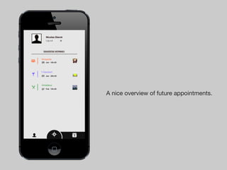 Nicolas Dierck
    Log out




  Toekomstige afspraken

Kinepolis
20 Jan 16h.00



‘t Dambert
23 Jan 20h.00


Amadeus
27 Feb 12h.00

                              A nice overview of future appointments.




                          1
 