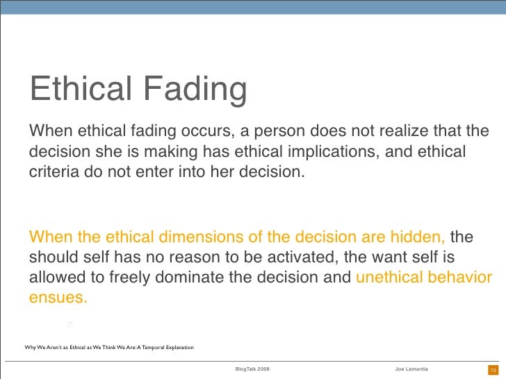 Ethical Fading An Ethical Judgment