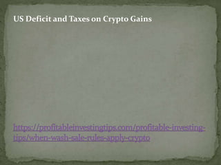 US Deficit and Taxes on Crypto Gains
 