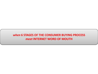 when6 STAGES OF THE CONSUMER BUYING PROCESS meet INTERNET WORD OF MOUTH 