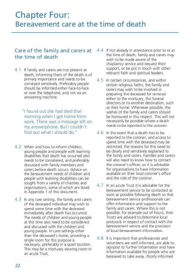 When a person dies guidance for professionals on developing bereavem…