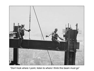 “Don’t look where I point, listen to where I think this beam must go”
 