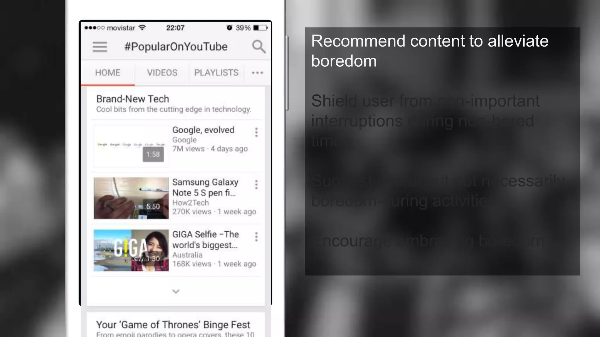 Recommend content to alleviate
boredom
Shield user from non-important
interruptions during non-bored
times
Suggest useful but not necessarily
boredom-curing activities
Encourage embracing boredom
 
