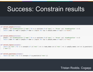 Tristan Roddis. Cogapp
Success: Constrain results
 