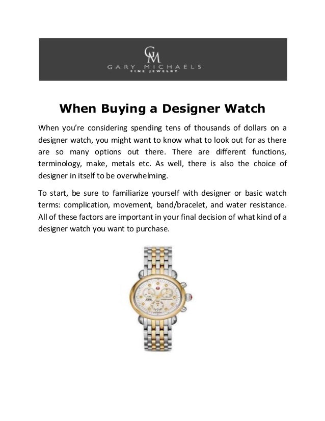 When Buying a Designer Watch