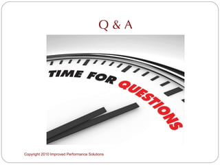 Q & A Copyright 2010 Improved Performance Solutions  