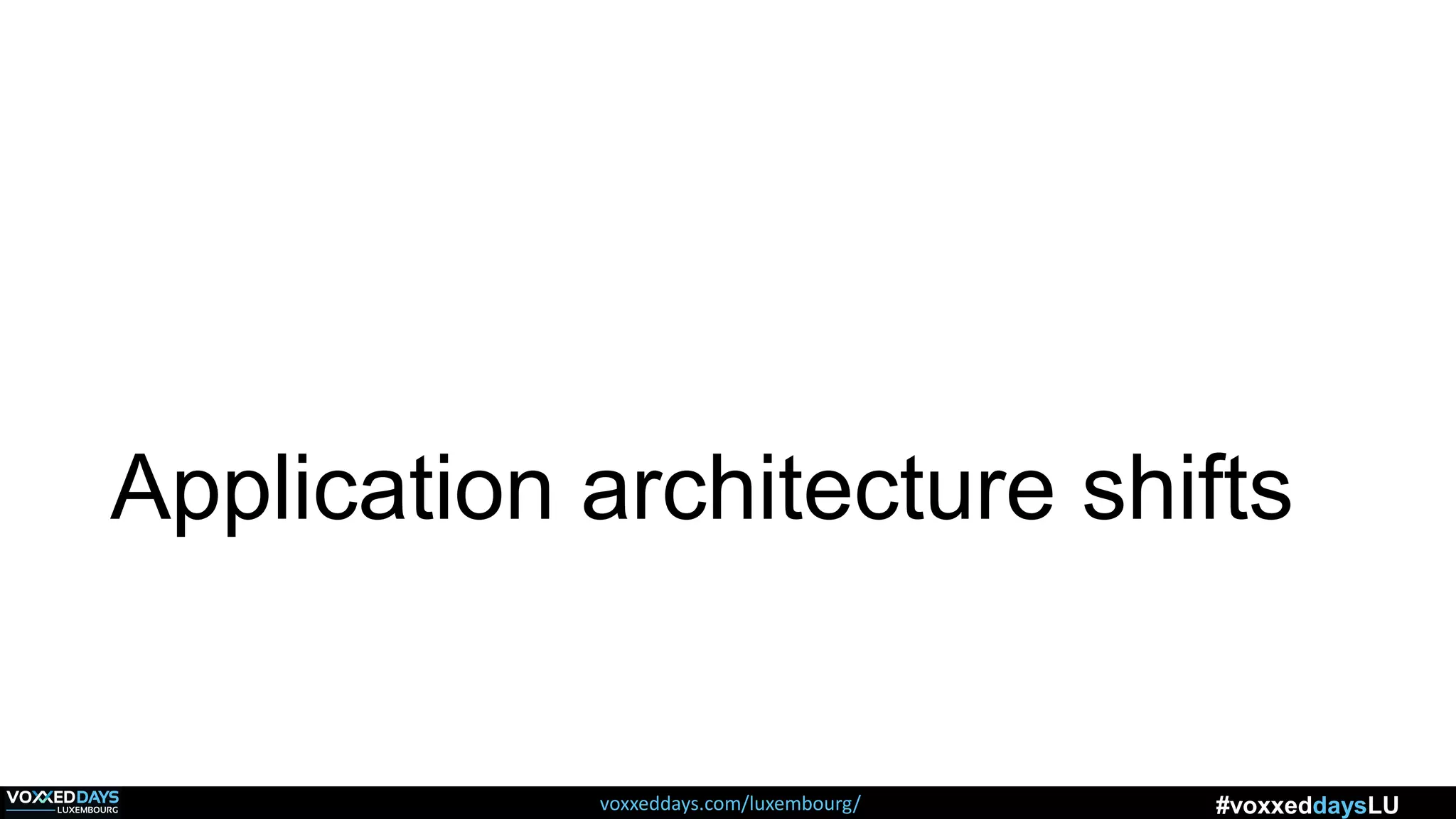 voxxeddays.com/luxembourg/ #voxxeddaysLU
Application architecture shifts
 