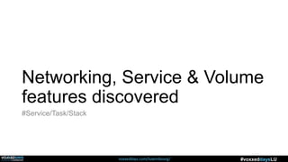 voxxeddays.com/luxembourg/ #voxxeddaysLU
Networking, Service & Volume
features discovered
#Service/Task/Stack
 