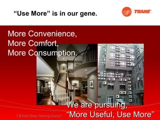 “ Use More” is in our gene. More Convenience,  More Comfort, More Consumption. We are pursuing, “ More Useful, Use More” 