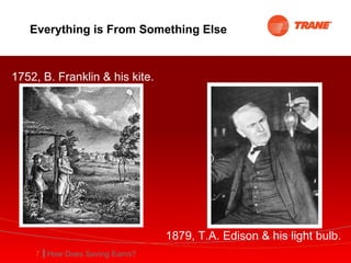 Everything is From Something Else 1752, B. Franklin & his kite. 1879, T.A. Edison & his light bulb. 