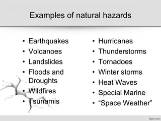 Natural Risks Examples When earth shook, Impact & Cause of Earth quake. | PDF