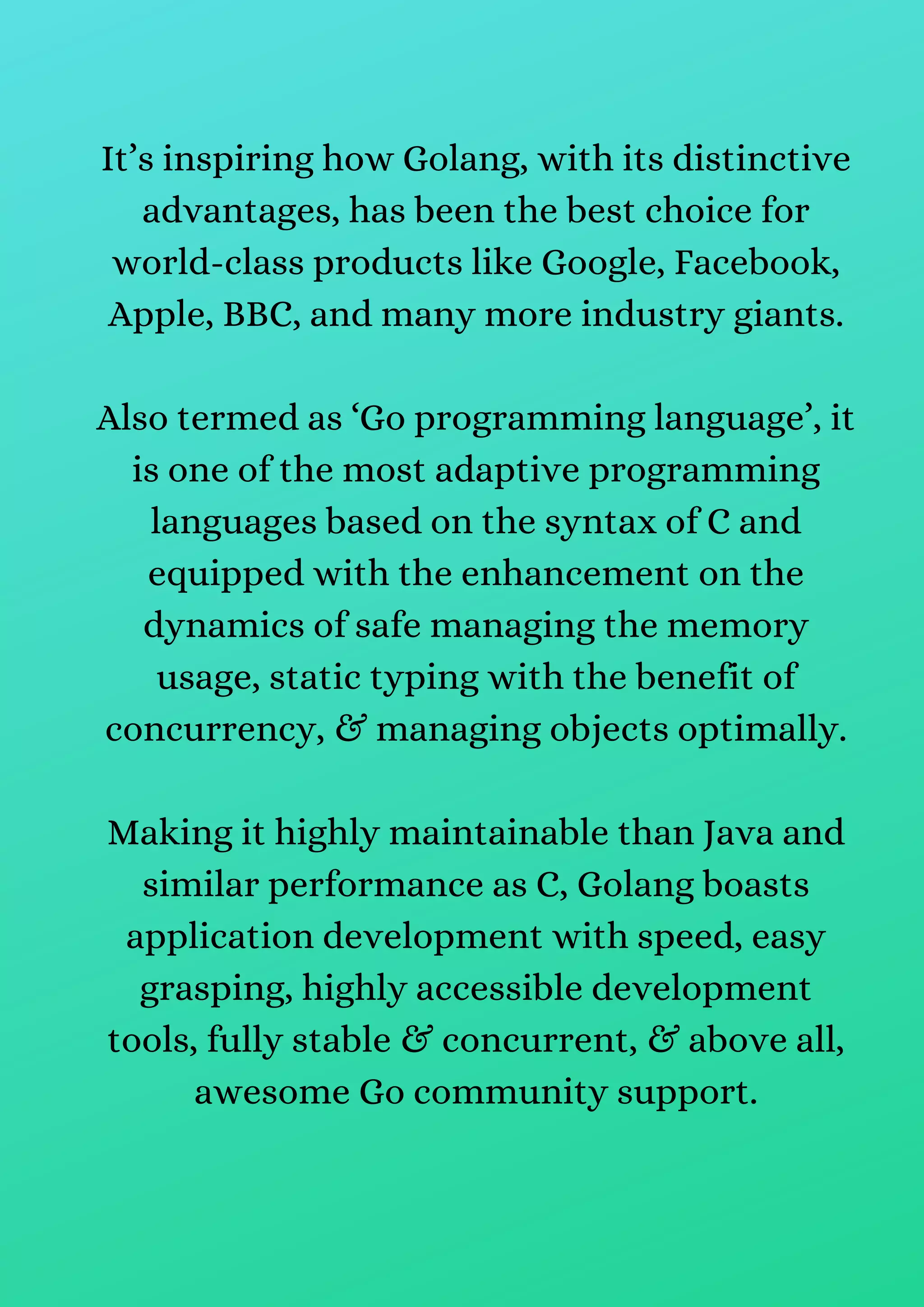 When, how & why use golang in 2021 go benefits & use cases | PDF ...