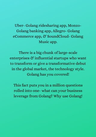 When, how &amp; why use golang in 2021  go benefits &amp; use cases