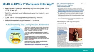 6IBM Systems
• New business challenges, especially Big Data, bring new topics,
HPDA, AI and IoT.
• Algorithm scientists have to keep optimizing their codes by new
technology
• ML/DL solves business problem across many domains
• New hardware technology makes ML/DL possible.
ML/DL is HPC’s 1st Consumer Killer App?
 