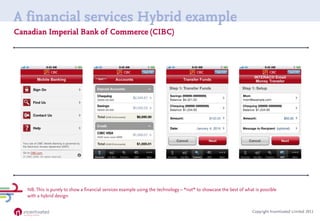 A financial services Hybrid example
Canadian Imperial Bank of Commerce (CIBC)




   NB. This is purely to show a financial services example using the technology – *not* to showcase the best of what is possible
   with a hybrid design


                                                                                                                   Copyright Incentivated Limited 2011
 