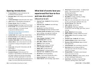 When is online better than face-to-face? 2 Zoom chat – 17 Jun 2020
Opening introductions:
• Tanya Lehmann: Good evening fr...