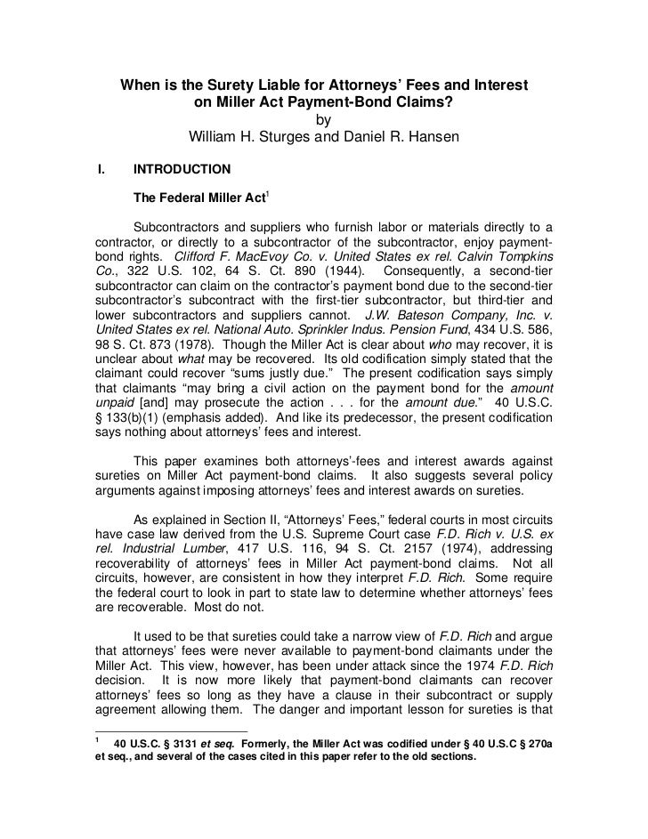 when is the surety liable for attorneys fees 1 728