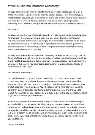 When Is Umbrella Insurance Necessary?