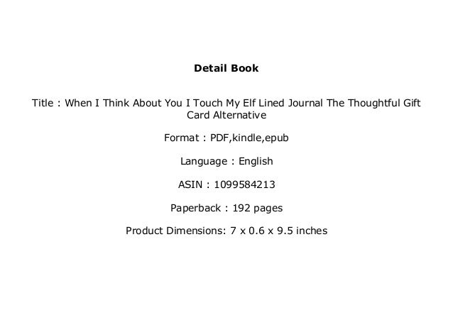 Book Textbook Library When I Think About You I Touch My Elf Lined Jou