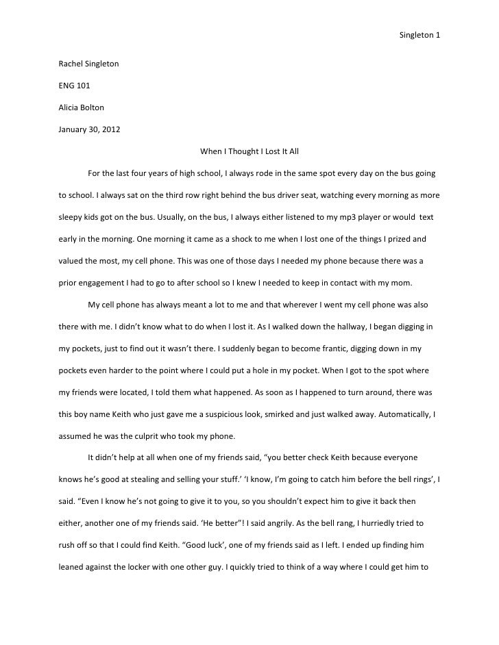 narrative essay about getting lost