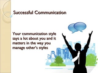 Your communication style says a lot about you and it matters in the way you manage other’s styles Successful Communication 