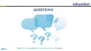 Slide22 
Questions 
Twitter @edurekaIN, Facebook /edurekaIN, use #askEdureka for Questions  