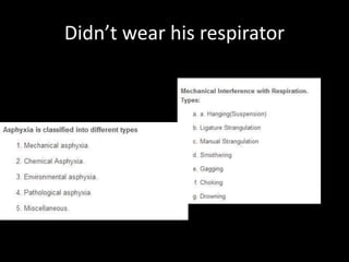 Didn’t wear his respirator
 