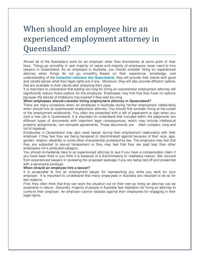 When should an employee hire an experienced employment attorney in