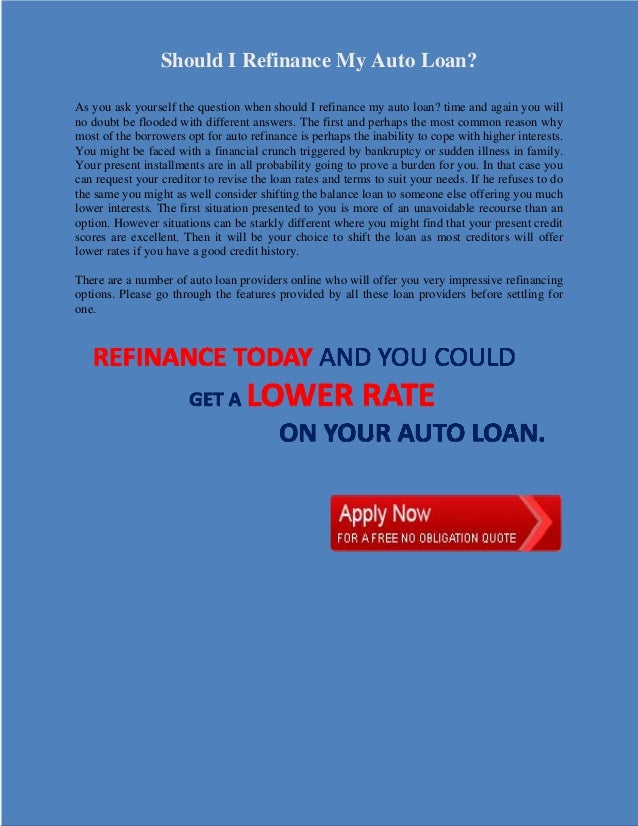 When Should I Refinance My Car